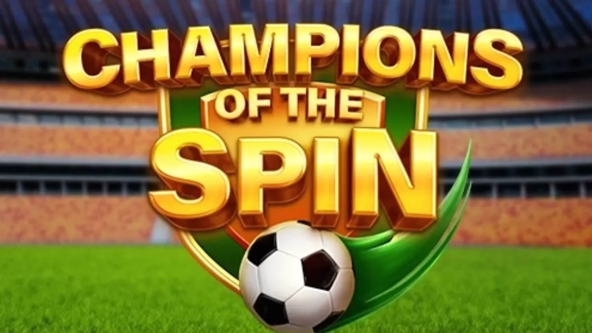 Tampilan visual slot Champion of The Spin dengan tema stadion sepak bola